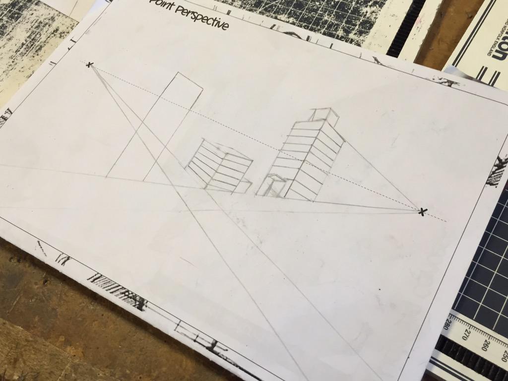 FernwoodDT's tweet photo. Some fantastic work from #year7 today #perspective drawing! #goodfirstdayback ๐ http://t.co/4PEjQOBOv2