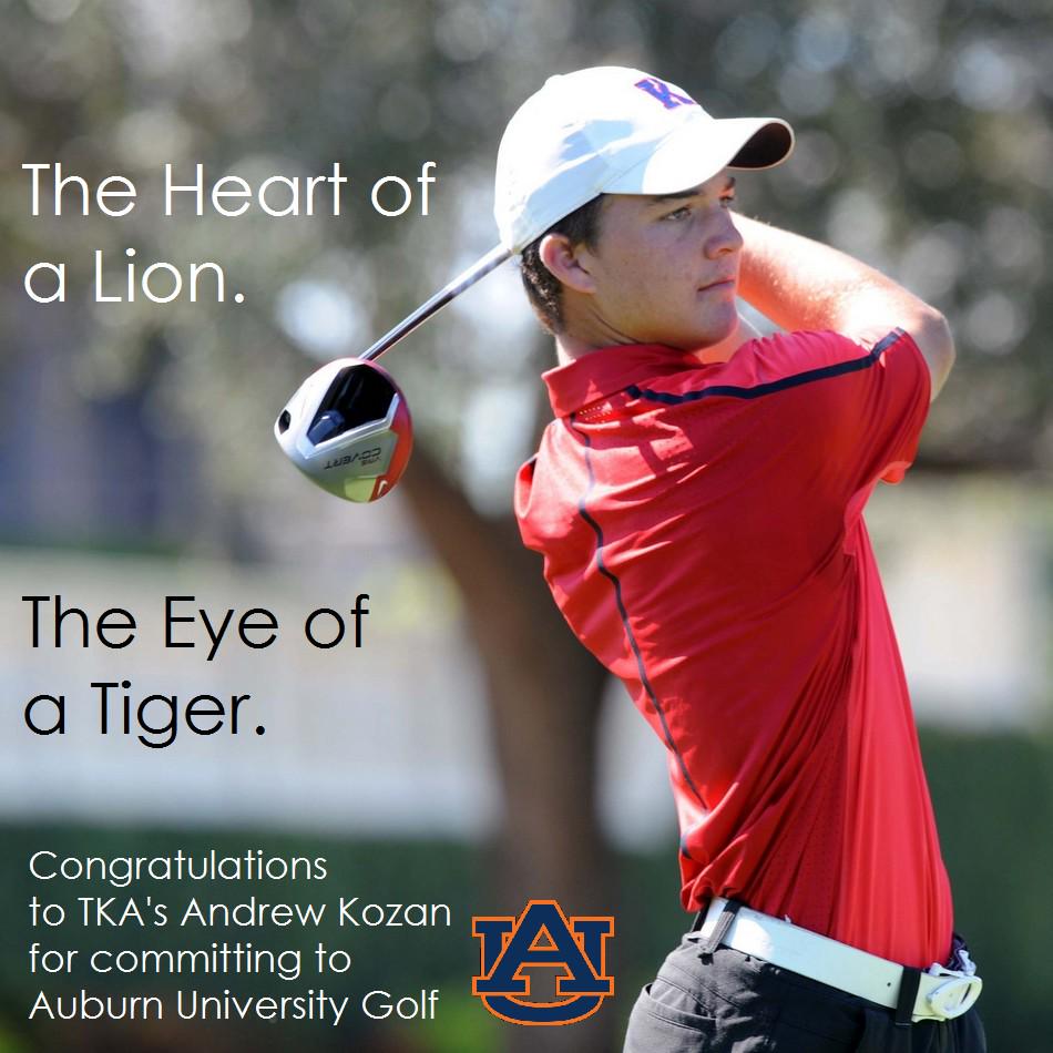 TKALions's tweet photo. Congrats to TKA Soph Andrew Kozan for choosing @AuburnTigers golf. #teamTKA http://t.co/h8gvCTbKp6