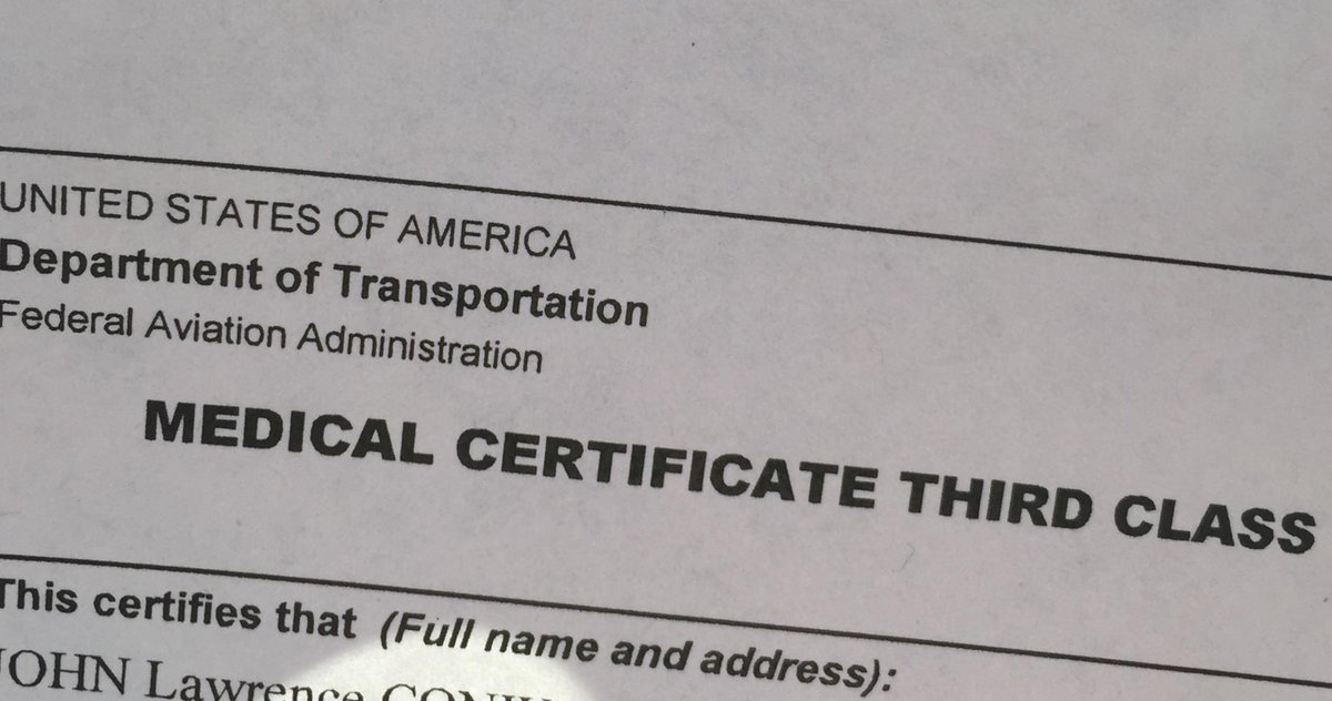 PilotConway's tweet photo. Good for another 5 years. #ThirdClassMedical http://t.co/AOLUdiZmC2