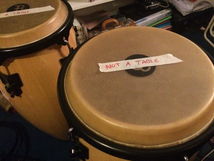 ephemeralsmusic's tweet photo. Looking after @BOMBSmusic's congas. #NotATable http://t.co/QLxM1DcTWR