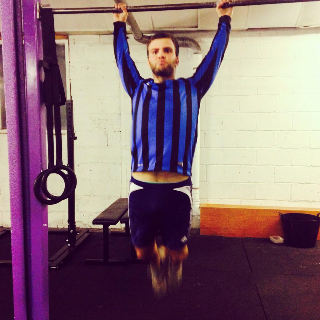 Callum Baker. First session of 2015, first kipping pull-ups! Well done:-) #crossfit #crossfitblackbrook