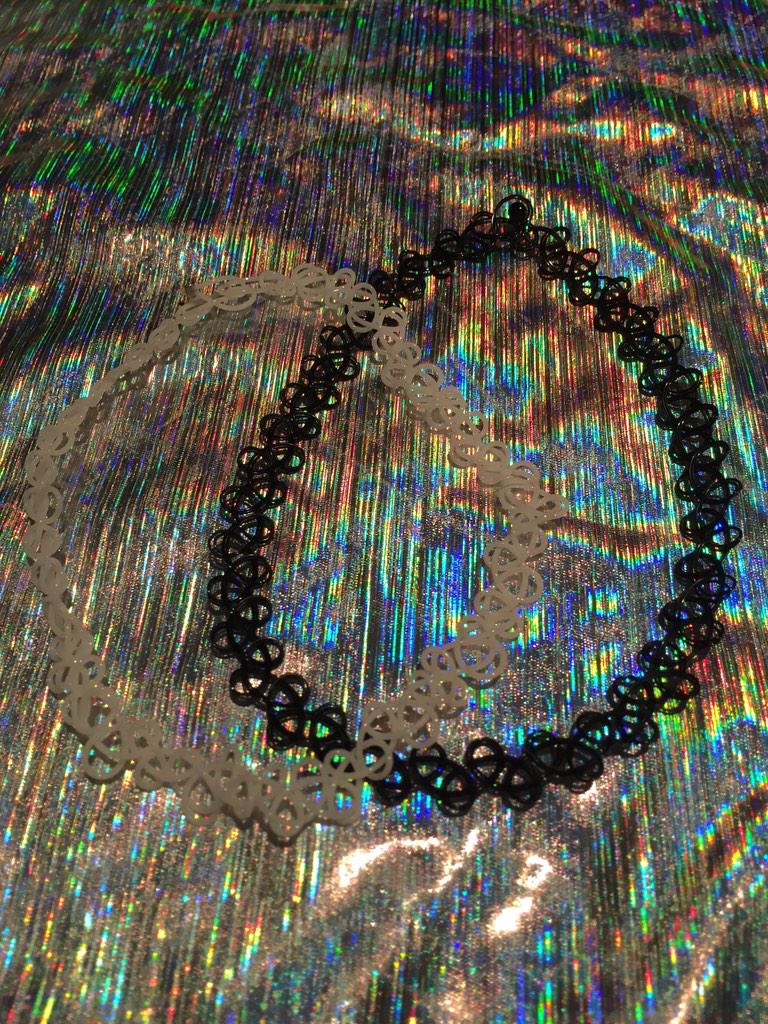 ShopAliens's tweet image. tattoo choker sets! pink, blue, and black and white! $7! etsy.com/listing/207312…?