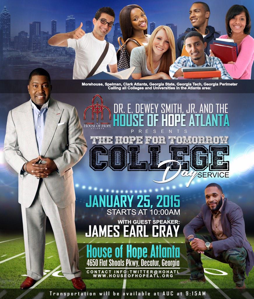 J_Earl_Cray's tweet photo. JOIN US for the First College Day Service of the year at @HOHATL @edeweysmith @YpHampton http://t.co/cgJkp9BNuG