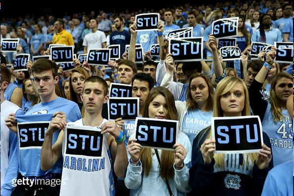 GettySport's tweet photo. Beautiful tribute by the @UNC_Basketball fans and players to #StuartScott. #Scott is a @UNC alum. #AlwaysATarheel http://t.co/AdWnrnFhfT