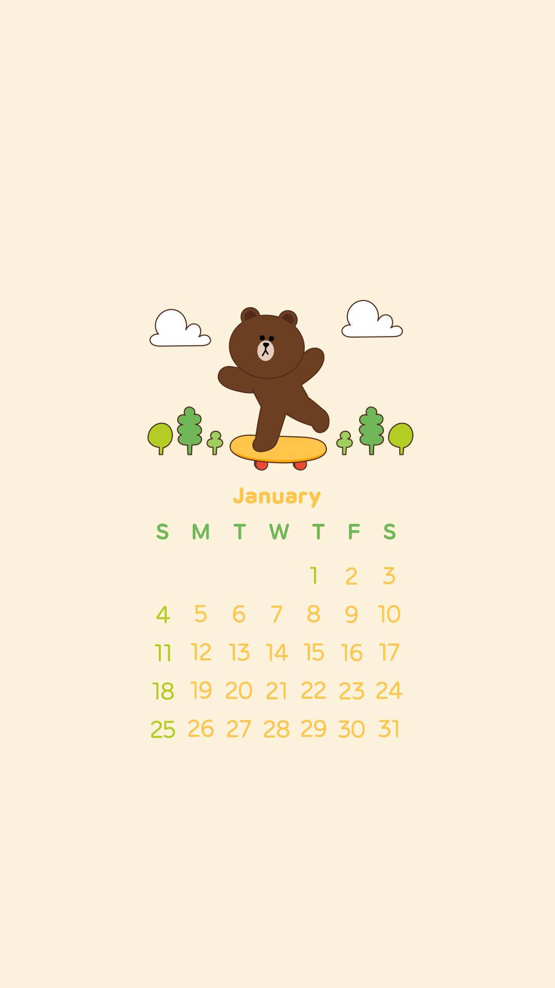Line Deco公式アカウント En Twitter ブラウン コニーのかわいい1月カレンダー出ましたよ ロック画面にでもどうぞお使いください Lineキャラクター 無料 Http T Co 0jv8maajj8 Twitter