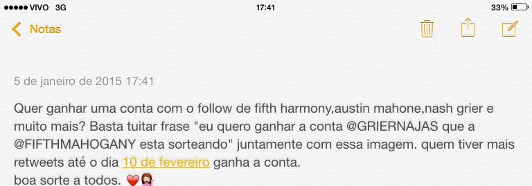 laridefases's tweet photo. eu quero ganhar a conta @GRIERNAJAS que a @FIFTHMAHOGANY esta sorteando http://t.co/Luec95idio