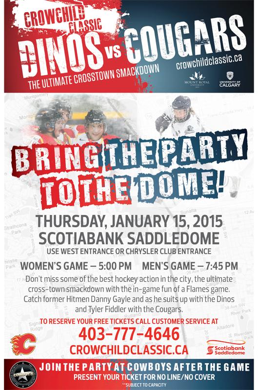 NHLFlames's tweet photo. Let's pack the 'Dome for the #CrowchildClassic on Jan. 15! Tickets? FREE! Reserve yours today - (403) 777-4646 http://t.co/7y0Ig39apK
