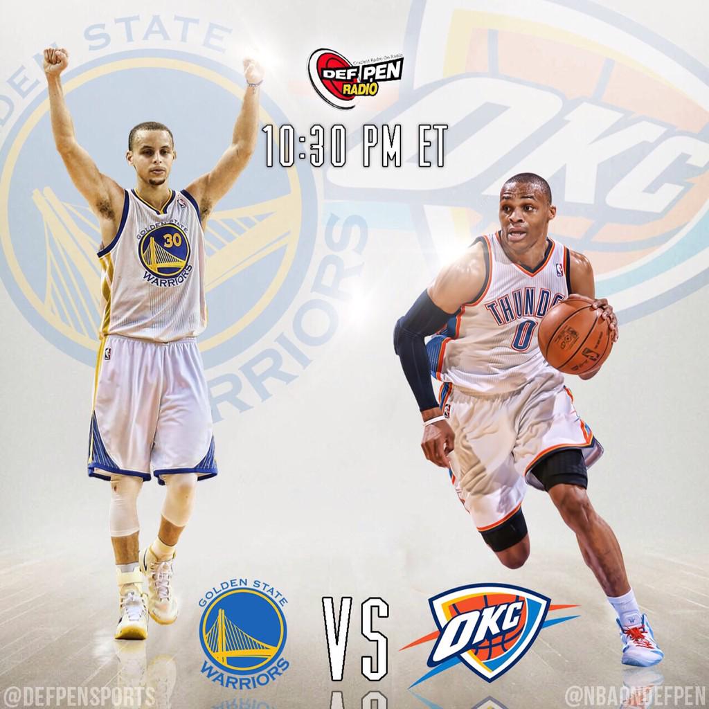 DefPenHoops's tweet photo. The most anticipated game of the night! The #DefPenGame2Watch is the .@warriors vs the .@okcthunder ! Tune in soon! http://t.co/JsPpih7M6N