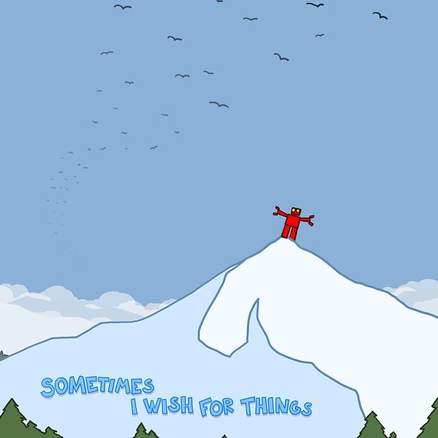 Otherbots's tweet image. #redrobot #robot #sometimesiwishforthings #dreams #mountains #thinkbig #explodingdog by explodingdog_unofficial