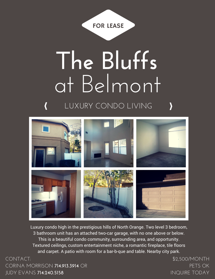 FOR LEASE | The Bluffs at Belmont - Orange Hills #rentalliving #realestate #agentcorinamorrison