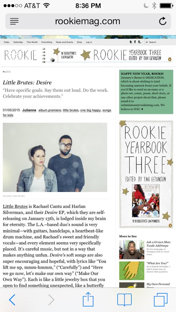 RachaelCantu's tweet photo. EXCLUSIVE FIRST LISTEN: Stream entire @LittleBrutes 'Desire' EP thanks to @RookieMag 💘 http://t.co/5RQY5nbmiE http://t.co/96mdIYrzPw