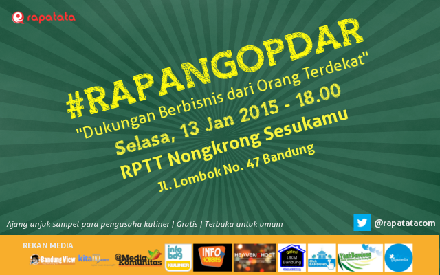 #rapangopdar-14, Selasa 13 Jan 2015 di <a href="/rapatataRPTT/">follow @RPTT_RPTT</a>.Merapat!  <a href="/Peuyeum_Kuring/">all about peuyeum</a> <a href="/rakki_id/">yusuf suryaman</a> <a href="/Miekocokgakil/">Mie Kocok Bandung</a> <a href="/pannacottanoi/">Panna Cotta Noi</a>