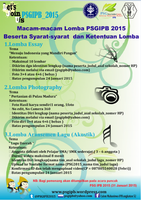 Gasisma20's tweet photo. Ketentuan Lomba PSGIPB 2015 JOIN YA..... 
@PSGIPB_2015 @Gasisma http://t.co/krK09BtGZ7