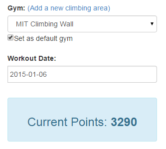 TrackYourClimb's tweet photo. Here's a nice update--see your running point total as you enter climbs on the workout input page. http://t.co/3NRmFGPz51