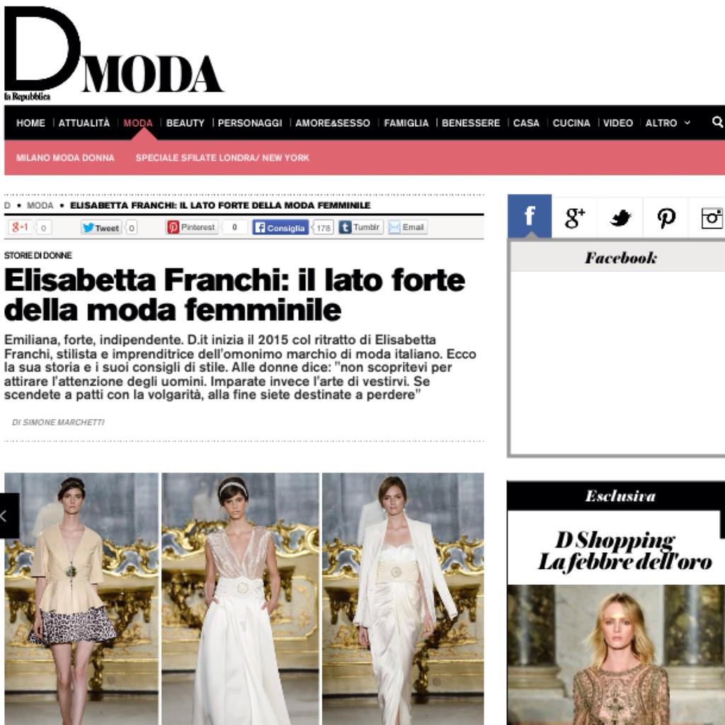 ef_brand's tweet photo. Scopri l'intervista di #ElisabettaFranchi per @DRepubblicait > http://t.co/8eoZ8kS2QS #EFinterview #MadeInItaly #moda http://t.co/ElwYpWKWRw