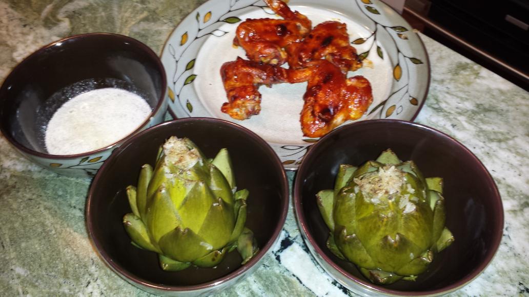 ScaleIsTheDevil's tweet image. #artichokes. Drizzle w/ olive oil/Sprinkle shallots. Fill #H2O 1/3 up. Bring 2 Boil w/ cover. Simmer 25 mins. #butter