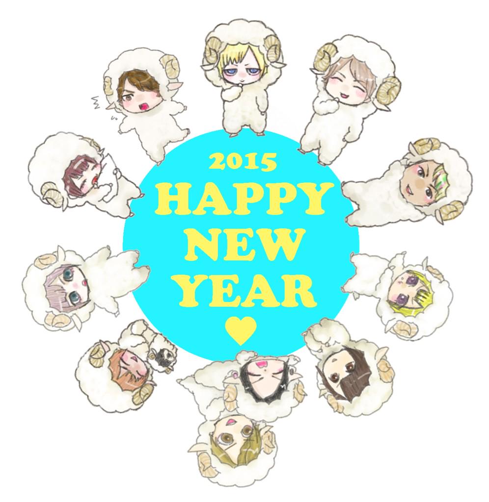 ヤマモトモエ Lineスタンプ販売中 15年年賀状イラスト 各方面に送った物をまとめました あけましておめでとうございます Dog Buglugと 宗弥さん Http T Co 6icsr8voag