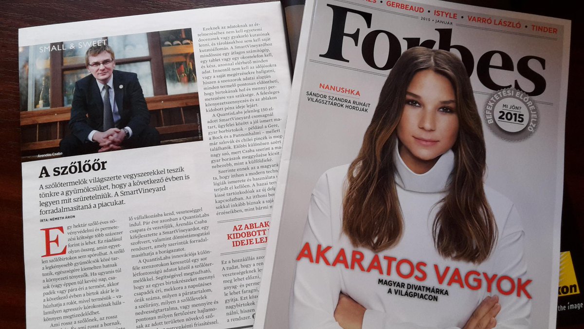 2015 starts off with some good news: #Forbes Hungary features #SmartVineyard in January issue!