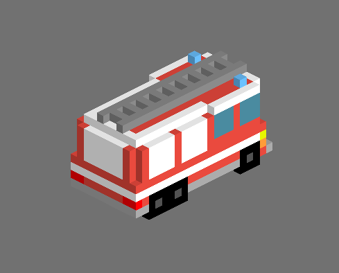 nicolastokyo's tweet image. Second try at my voxel fire truck #gamedev #1GAM