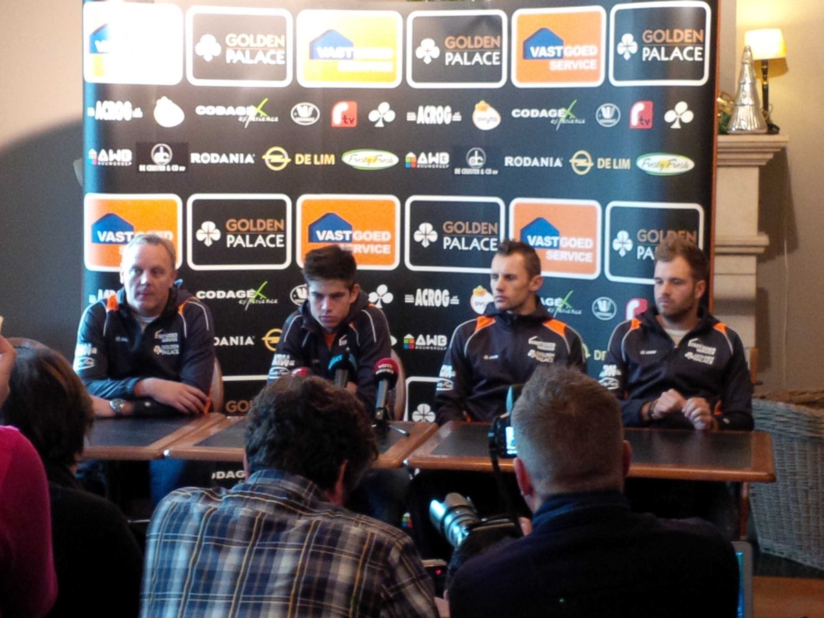 @vgsct nog een laatste keer de pers te woord staan en nu focus op het BK #Erpe-Mere <a href="/WoutvanAert/">Wout van Aert</a> <a href="/peetersrob/">Rob Peeters</a>