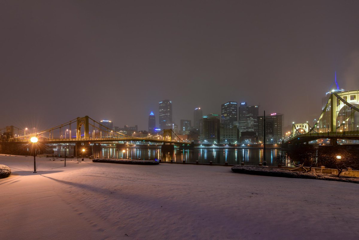 Being in downtown #Pittsburgh early in the morning during a snowfall is just beautiful. Nothing like untouched snow!