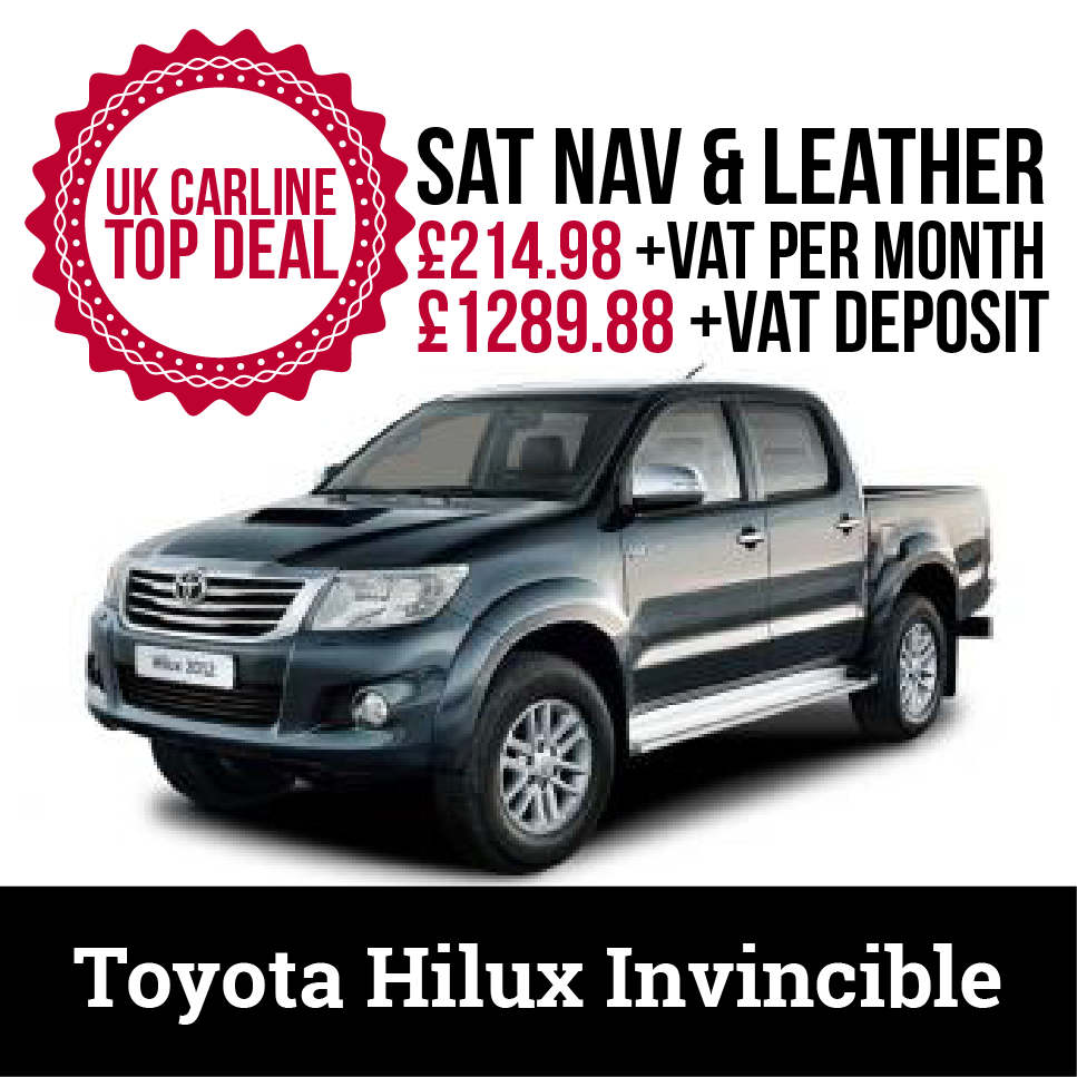 UKVanline's tweet photo. Lease the Toyota Hilux Diesel Invincible from £214.98 per month, including a Sat Nav and leather! #vanleasing http://t.co/wqcOfbyEKU