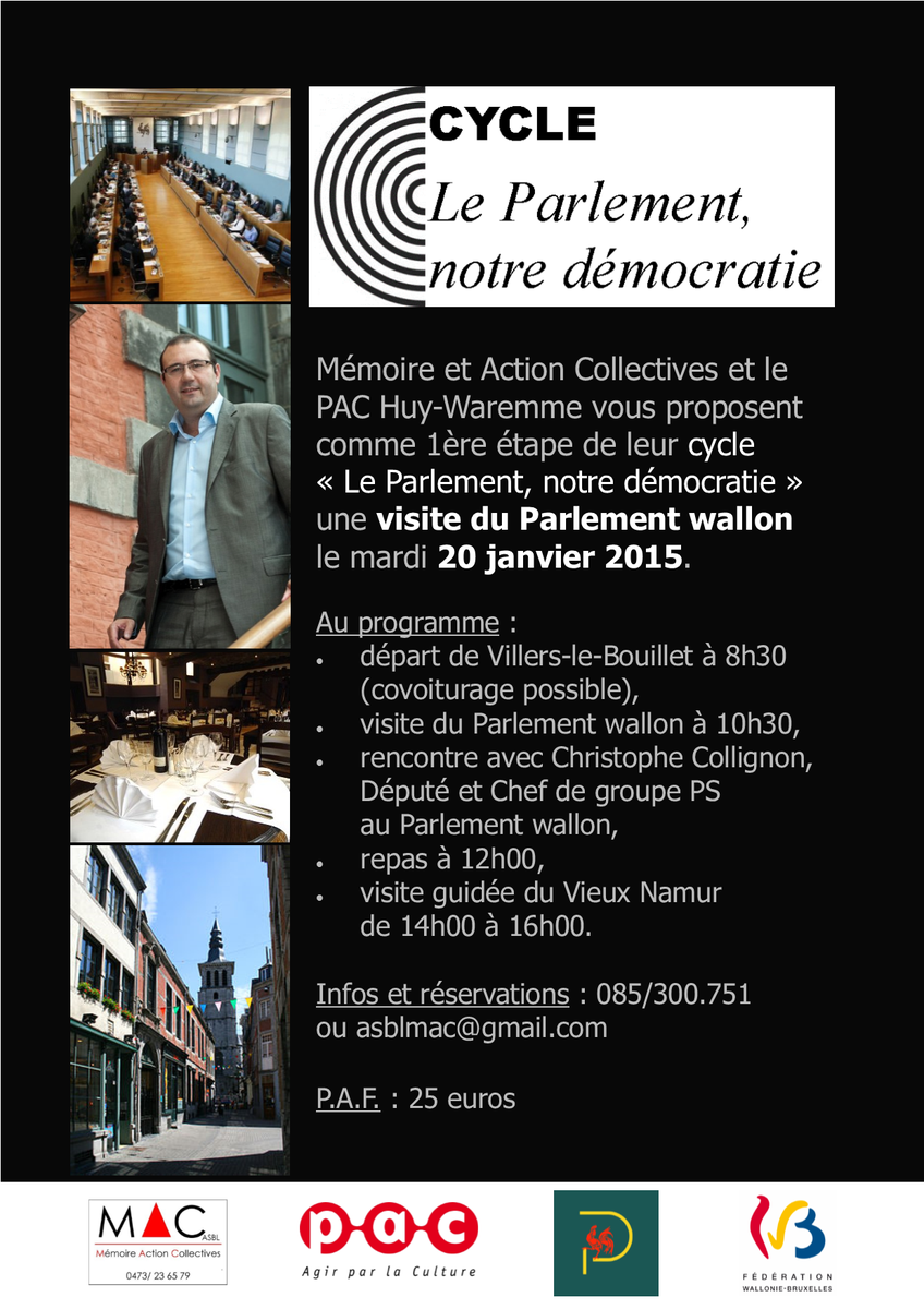PACHuyWaremme's tweet image. Visite du Parlement wallon, du vieux Namur et rencontre avec Christophe Collignon @ChristopheHuy ce 20/01.