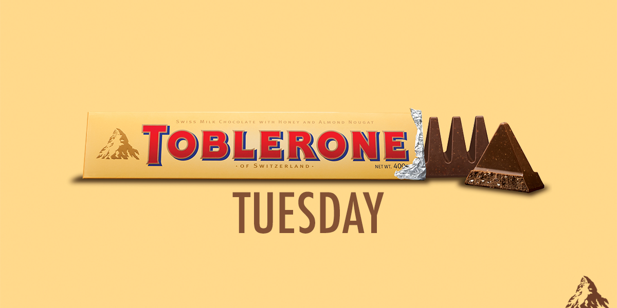 Toblerone's tweet photo. Ready? Set? RT and follow to win a 400g Milk Toblerone!! Go Go GO! #TobleroneTuesday http://t.co/DavUUVh9d1