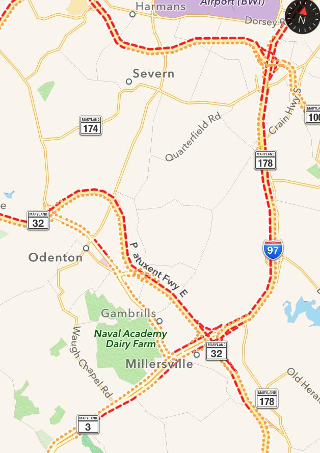 Here's a map with current traffic condition.