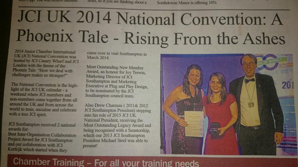 Check out <a href="/hantschamber/">Hampshire Chamber of Commerce</a> news for coverage of Southampton Marketing Director 2014 <a href="/joyful_division/">Joy Trewin</a> at <a href="/JCI_UK/">JCI United Kingdom</a> NC14