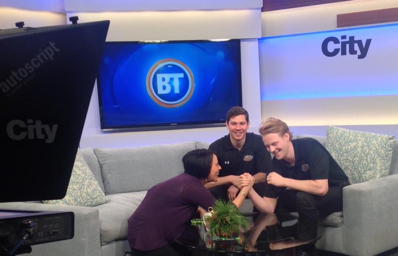 CityNewsYEG's tweet image. Oil Kings @BrettPollock wrestles with @enviromichele @tjarry Says-That's how U Win! #WhattoWin btedmonton.ca/videos