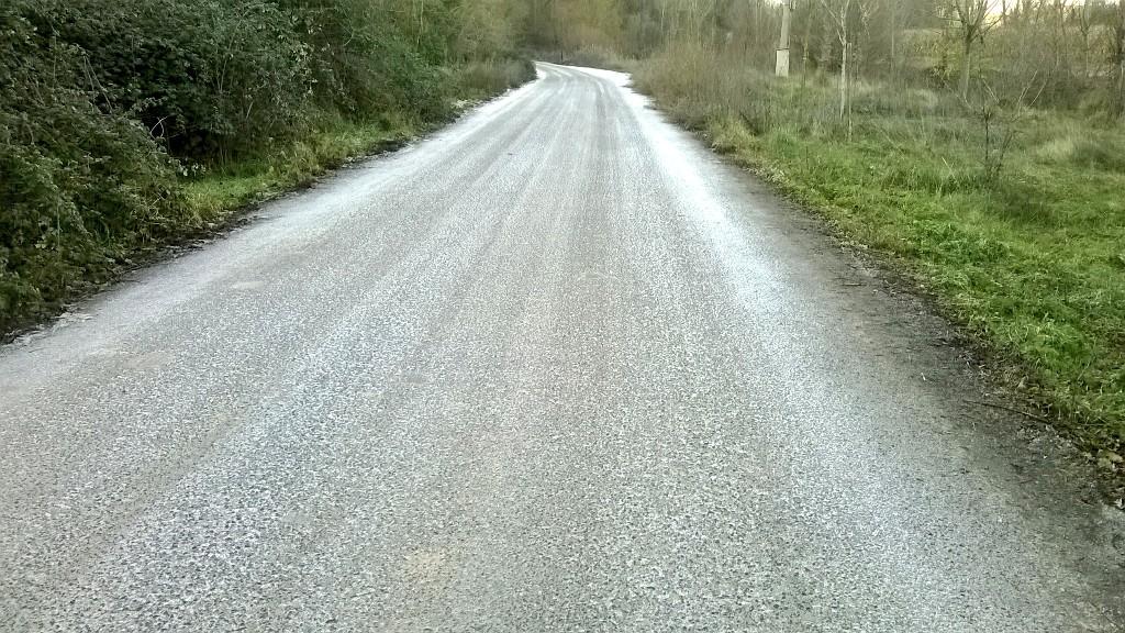 Típica tarde en Teruel. Lo del camino es hielo.