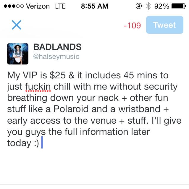 halsey's tweet photo. my VIP http://t.co/uLxxwrJcL3