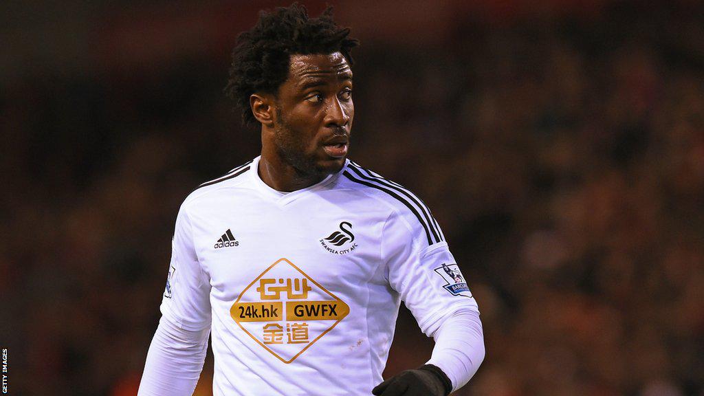 BBCSportWales's tweet photo. Man City close on Wilfried Bony but Swansea would want more than £30m for the striker  http://t.co/jCjH9jounN http://t.co/RNgHUtRSvA