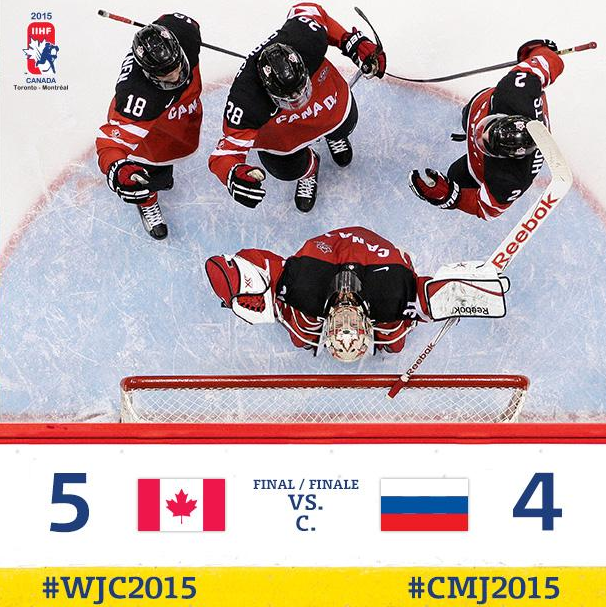 Canada's tweet photo. Proud of our boys who defeated Russia 5-4 last night at the #WorldJuniors Hockey Championship. Photo: @HockeyCanada http://t.co/ve6xhwUMg5