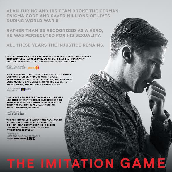 The LGBT community acknowledges Alan Turing as a true hero. #ImitationGame