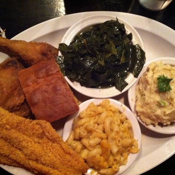 Have you tried our combination plate with fried catfish and chicken? Perfect for dinner!