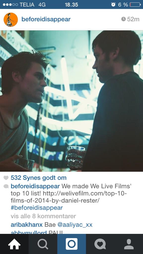 A new instagram picture of Paul Wesley, posted by the 'Before I Disappear' account. (beforeidisappear)