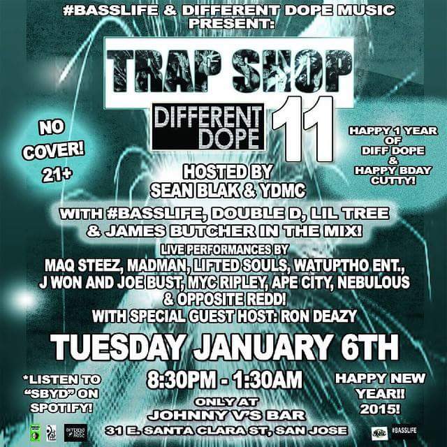 MaQSteeZ's tweet photo. 1st #TrapShop of the #NewYear w/ @ydmc @MadmanofRDV @epiff92 @EATGOODFOOD408 @LiberalPapi @SeanBlak #DiffDopeCrew http://t.co/H4ZnzvSgaV
