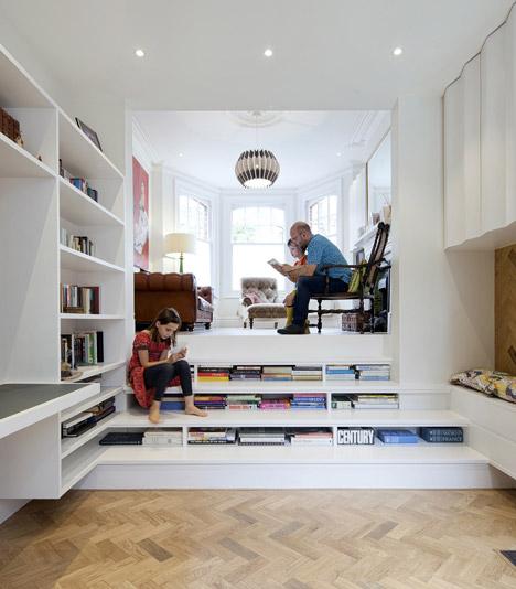Combined bookshelf-staircase inserted into London flat: dezeen.com/2015/01/02/zmi… #interiordesign