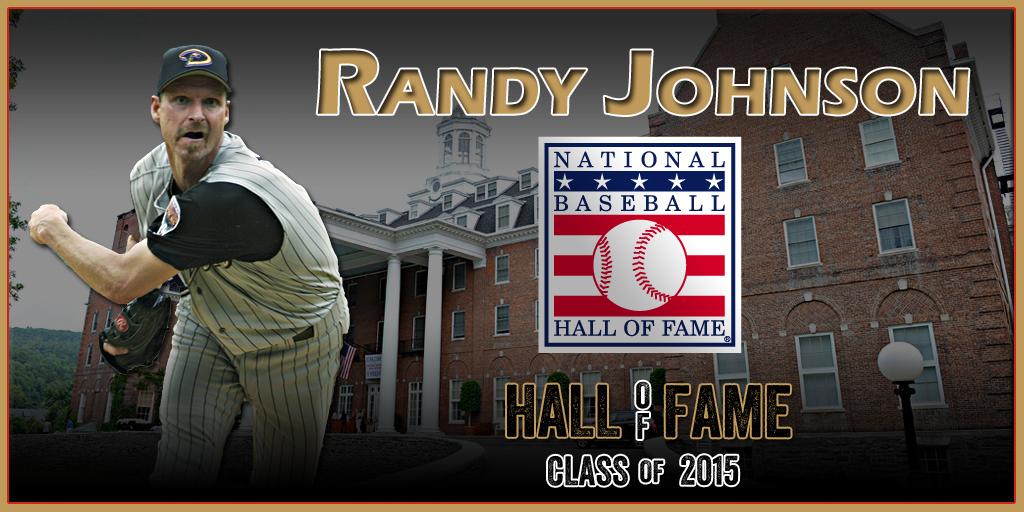 MLB's tweet image. 303 wins.
4,875 Ks.
5 Cy Young Awards.
The '01 #WorldSeries.
IMMORTAL.

#HOF2015 electee, @RJ51Photos.