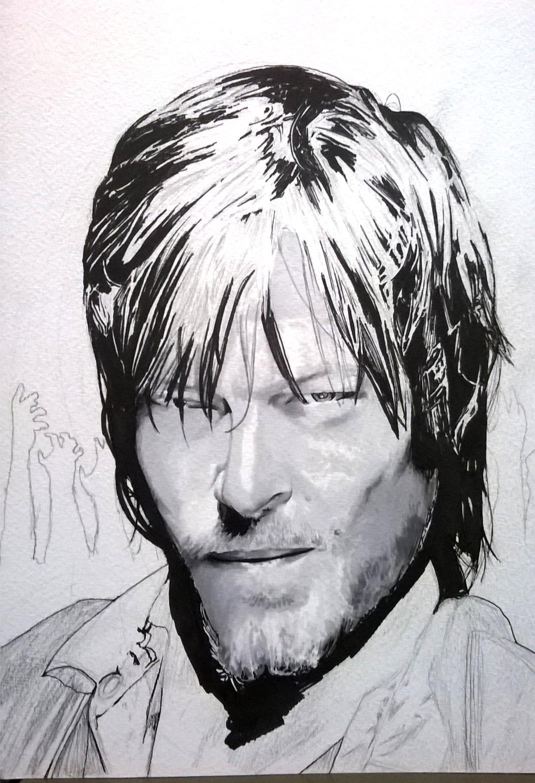 Happy Birthday to Norman Reedus,here\s my unfinished drawing of him playing Daryl.  