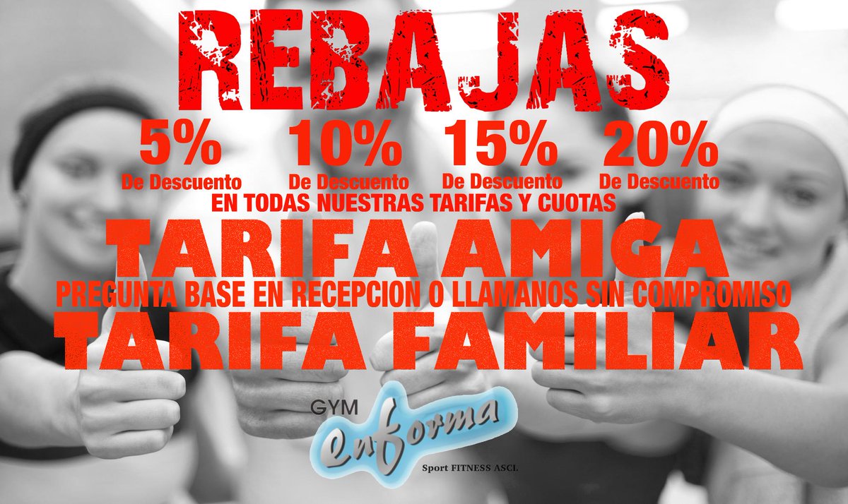 las rebajas llegan a GIMNASIO EN FORMA!! mejores servicios,mas actividades!! por menosss!!informate sin compromiso