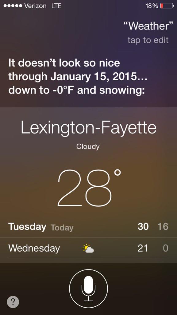Even Siri thinks Kentucky weather sucks this week.