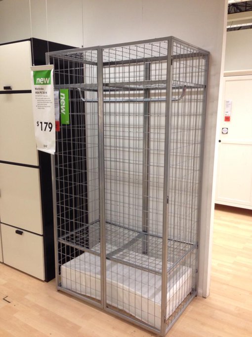 Attention kinksters: spotted at IKEA - human cage. #BDSMhacks http://t.co/IlzZw4wegh