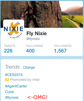 flynixie's tweet photo. Well that was fun - for a while there, #flynixie was trending at #3. #isthisreallife? http://t.co/3oAmI0zo8f