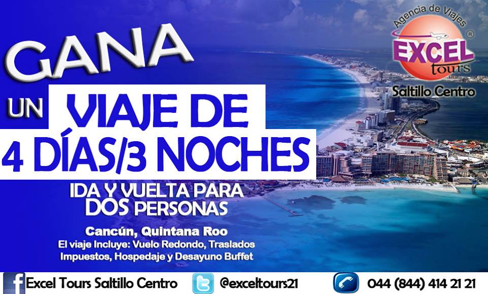 TravelSiteMx's tweet photo. Participa por un viaje doble a Cancun, entra a nuestro Fan Page y entérate como ganarlo! #ViajaConExcelToursCentro http://t.co/RaZfTLtlqI