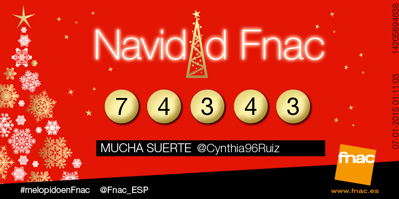Fnac_ESP's tweet photo. @Cynthia96Ruiz gracias por participar. Este es tu cupón 74343. #melopidoenFnac http://t.co/rJnSc8DCT4