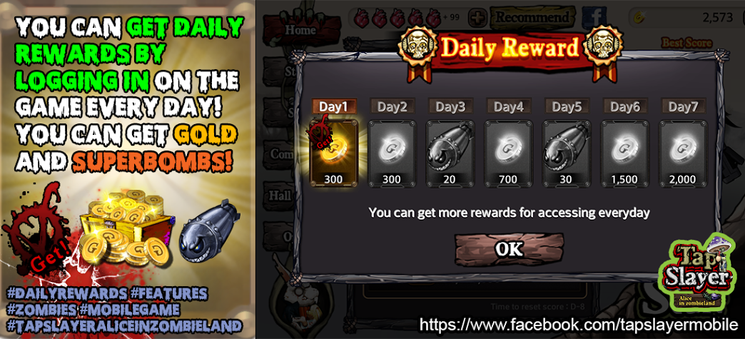 TapslayerAlice's tweet image. Want GOLD and other items? Easy! Log in on Tapslayer EVERY DAY! AWESOME! #zombies #Tapslayer