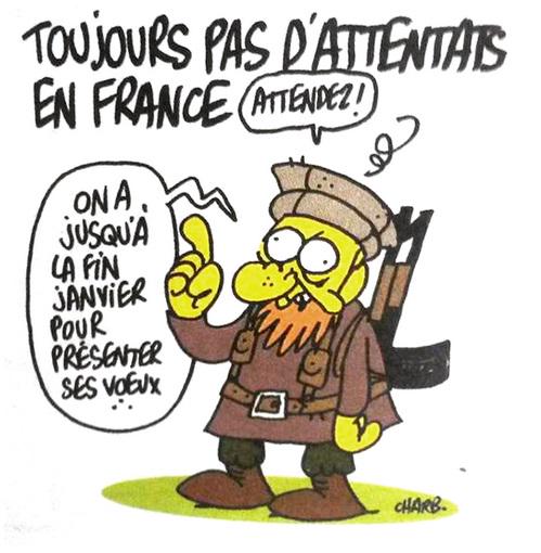 jeanbernard123's tweet photo. #CharlieHebdo : voici le dernier dessin de Charb qui est mort ce matin #prémonitoire #RIP http://t.co/1AqepxSre3